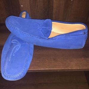 Tods Royal Blue Suede Gommino Driving  Loafers